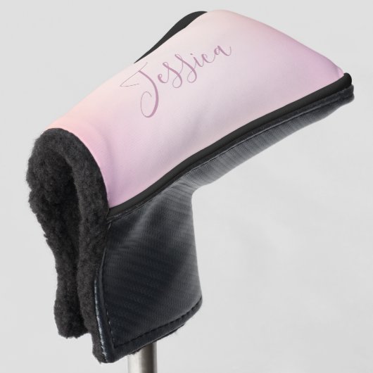 Je naam | Elegant Script Soft Ombre Golfheadcover (3/4 voorkant)