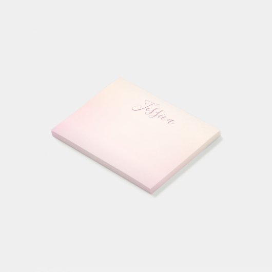 Je naam | Elegant Script Soft Ombre Post-it® Notes (Schuin)
