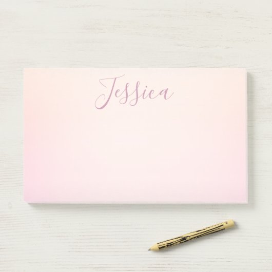Je naam | Elegant Script Soft Ombre Post-it® Notes (Op bureau)