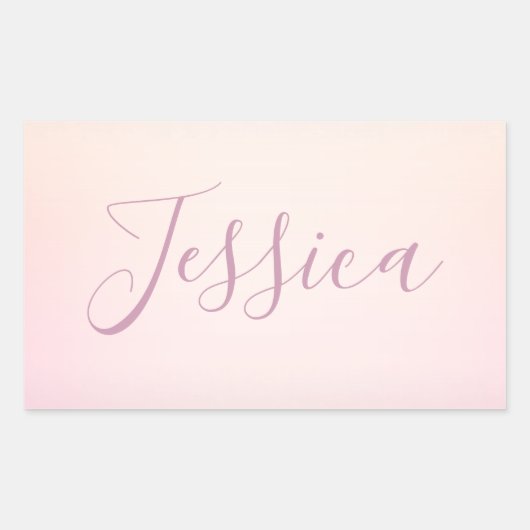 Je naam | Elegant Script Soft Ombre Rechthoekige Sticker (Voorkant)