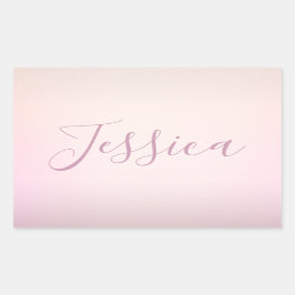 Je naam | Elegant Script Soft Ombre Rechthoekige Sticker