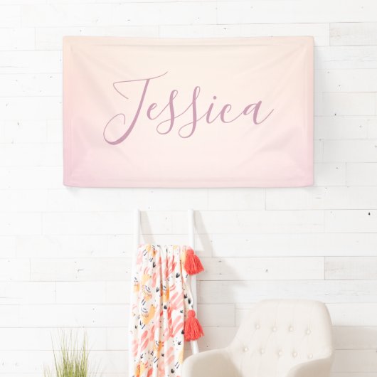 Je naam | Elegant Script Soft Ombre Spandoek (Insitu)