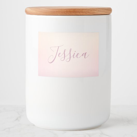 Je naam | Elegant Script Soft Ombre Voedselcontainer Etiket (Voorkant)