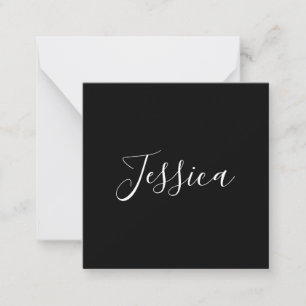 Je naam Elegant wit schrift op zwart Notitiekaartje