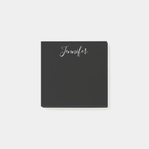 Je naam Elegant wit schrift op zwart Post-it® Notes
