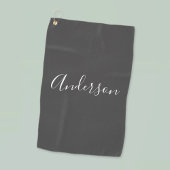 Je naam | Elegant wit script op grijs Golfhanddoek