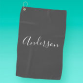 Je naam | Elegant wit script op grijs Golfhanddoek