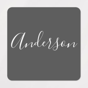 Je naam Elegant wit script op grijs Labels
