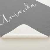 Je naam | Elegant wit script op grijs Sherpa Deken (3/4)