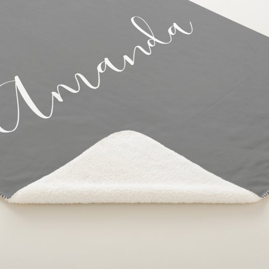Je naam | Elegant wit script op grijs Sherpa Deken (3/4)