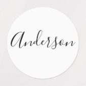 Je naam | Elegant zwart script op witte kleding Labels (Design 2)