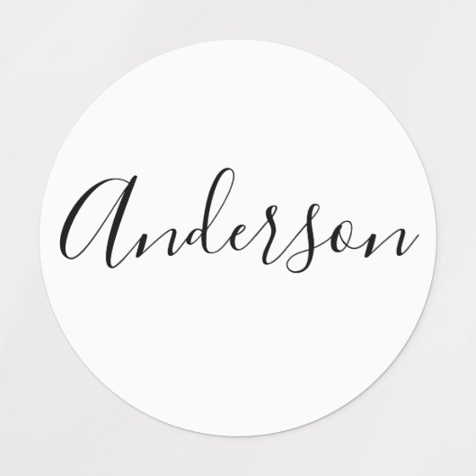 Je naam | Elegant zwart script op witte kleding Labels (Design 1)