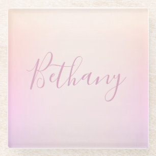 Je naam Elegante script zachte ombre Glazen Onderzetter