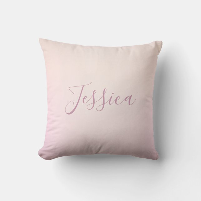 Je naam | Elegante script zachte ombre Kussen (Voorkant)