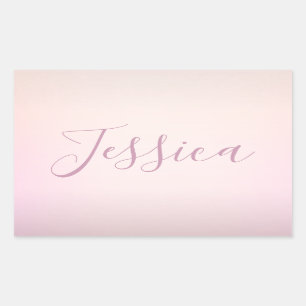 Je naam Elegante script zachte ombre Rechthoekige Sticker