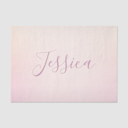 Je naam | Elegante script zachte ombre Tissuepapier (Voorkant)