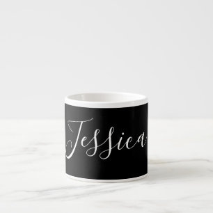 Je Naam Elegante Witte Letter op Zwart Espresso Kop