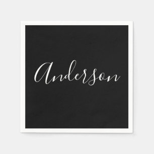 Je Naam Elegante Witte Schrift op Zwart Servet