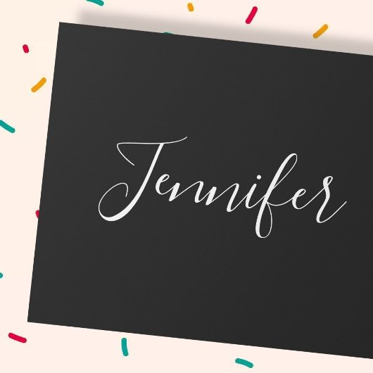 Je naam | Elegante witte script op zwart Cadeaupapier