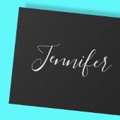 Je naam | Elegante witte script op zwart Cadeaupapier