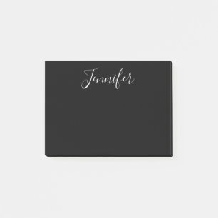 Je Naam Elegante witte script op zwart Post-it® Notes