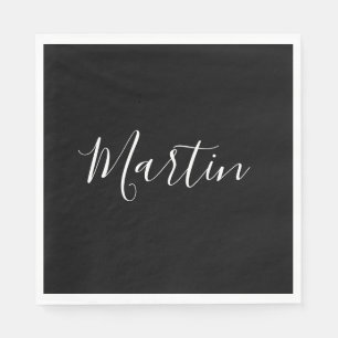 Je naam Elegante witte script op zwart Servet