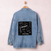 Je naam en monogram aangepast patroon zwart denim jacket (Hangar)