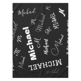 Je naam en monogram aangepast patroon zwart tafelkleed