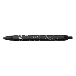 Je naam en monogram aangepast patroon zwart zwarte inkt pen