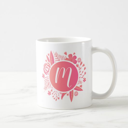 Je naam | Floral Monogram Koffiemok (Rechts)