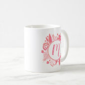 Je naam | Floral Monogram Koffiemok (Voorkant rechts)