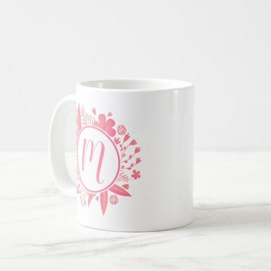 Je naam | Floral Monogram Koffiemok (Voorkant links)