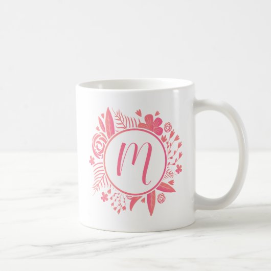 Je naam | Floral Monogram Koffiemok (Rechts)