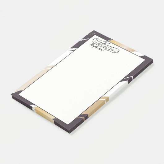 Je naam | Goud en zwart Moderne penseelstreken Post-it® Notes (Schuin)