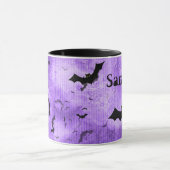 Je naam: Halloween Bats Paars Grunge BG Mok (Midden)