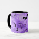Je naam: Halloween Bats Paars Grunge BG Mok (Voorkant links)