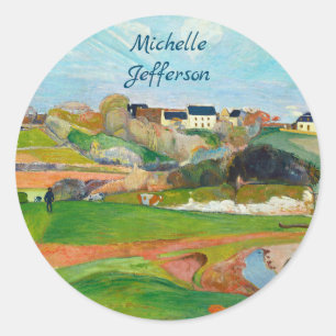 Je Naam Impressionistische Landelijke Schilderij G Ronde Sticker