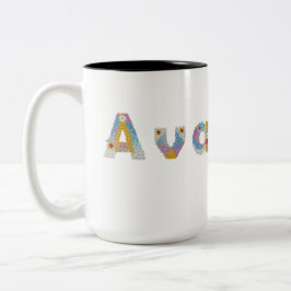 Je naam in artistieke bloemletters / Ava Two-Tone  Tweekleurige Koffiemok