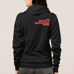 Je naam in een rode haak, logo voor en achterzijde hoodie