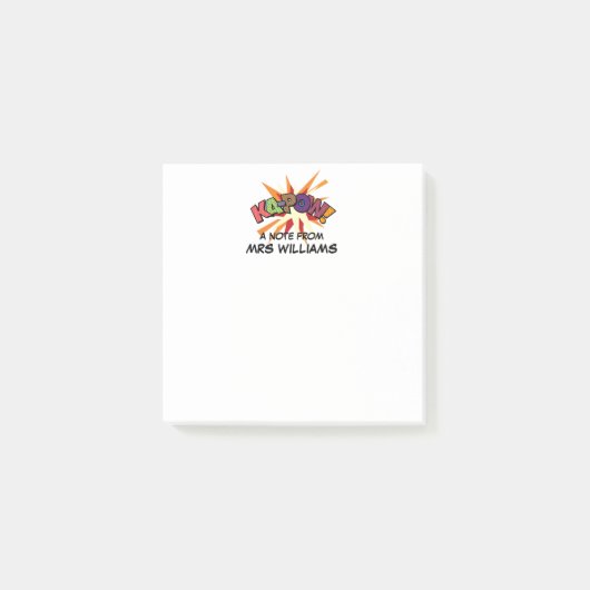 Je Naam KA-POW Leuke Retro Strip Pop Art Post-it® Notes (Voorkant)