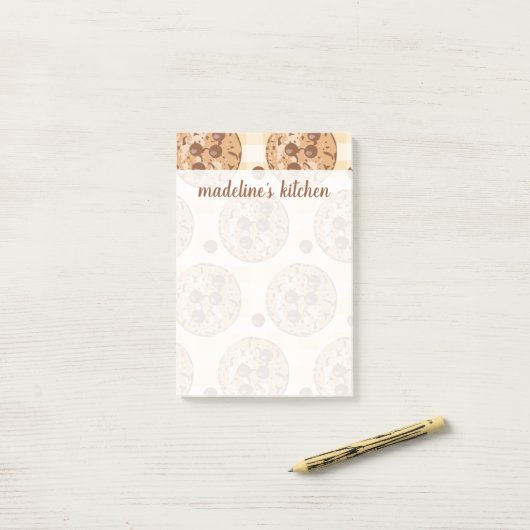 Je naam | Koekjes van chocolade-chips Post-it® Notes (Op bureau)