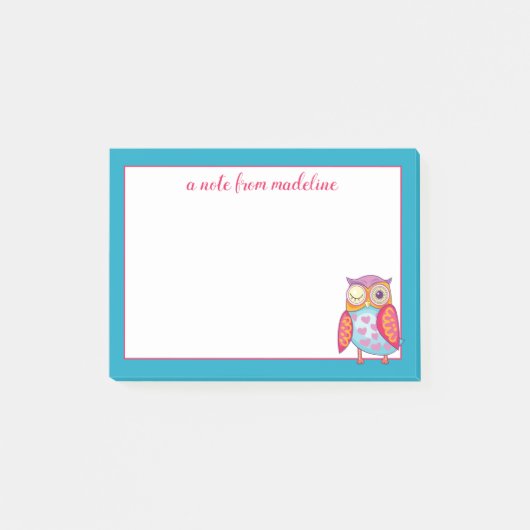 Je naam | Kute Colorful Owl Post-it® Notes (Voorkant)