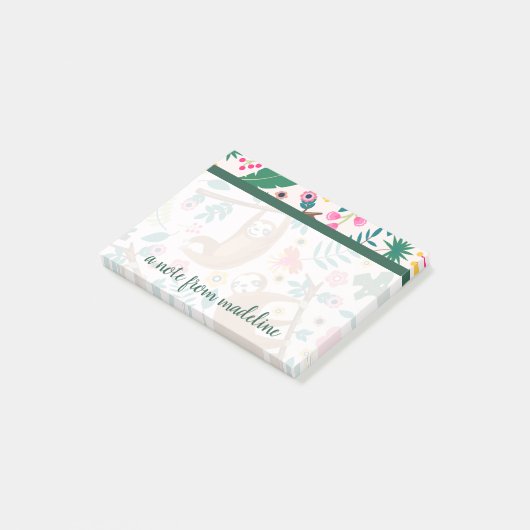 Je naam | Kute Waterverf Sloth Post-it® Notes (Schuin)