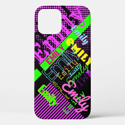 Je naam | Leuke kleurrijke 80's 90's Retro geïnspi Case-Mate iPhone Case (Achterkant)
