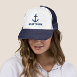 Je naam marineblauw anchor trucker pet<br><div class="desc">Je Boat Name Navy Blue Anchor Pet</div>