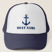 Je naam marineblauw anchor trucker pet (Voorkant)