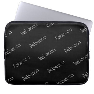 Je naam   Modern wit lettertype op zwart Laptop Sleeve