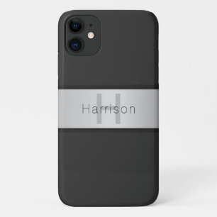 Je naam & monogram Grijs & nepsilver look Case-Mate iPhone Case