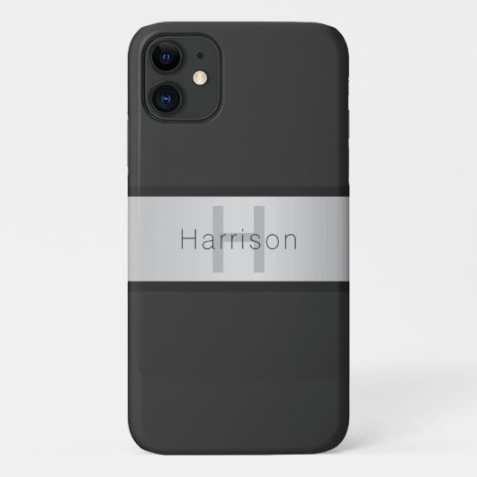 Je naam & monogram | Grijs & nepsilver look Case-Mate iPhone Case (Achterkant)