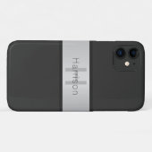 Je naam & monogram | Grijs & nepsilver look Case-Mate iPhone Case (Achterkant (horizontaal))